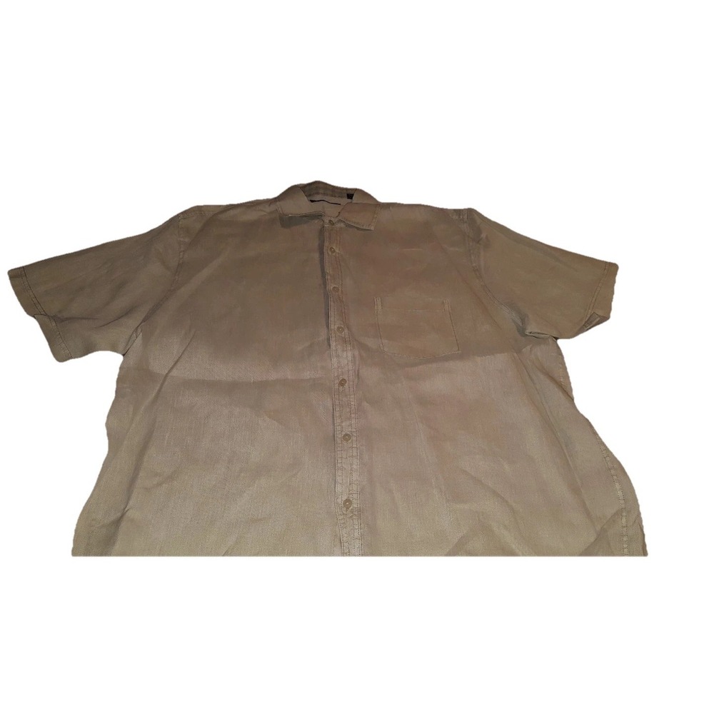 Roundtree & Yorke Men's Casuals Beige Linen Cotton Shirt Button‎ Up Sz XL